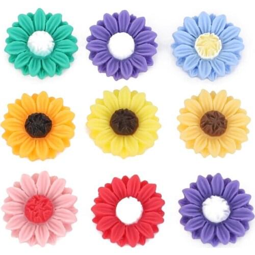 20Pcs 16mm Mixed Resin Flatback Embellishment Cabochon Sun Flower Decoration Scrapbooking Diy Craft Supplies Accessories 2021