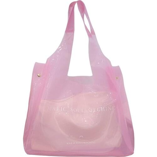 2019 New Women Bag Transparent Shoulder Bag Large Capacity PVC Beach Jelly Bolsa Casual Candy Tote Travel Duffel Weekender Bag