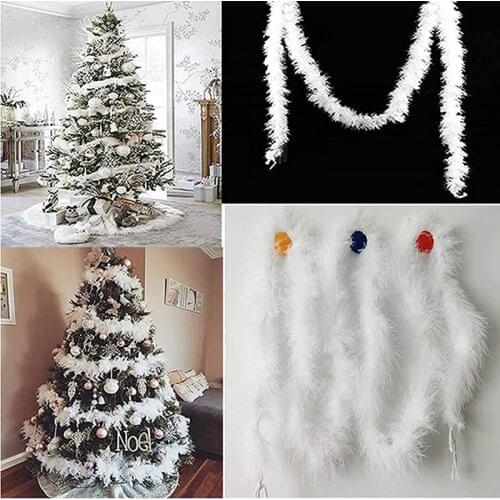 5/10Pcs Christmas Tree White Feather Fluffy Garland Ribbon Strip for Xmas Wedding Party Tree Home Decoration B2Cshop