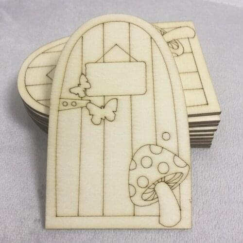 50 pcs Miniature Fairy Door Elf Door Wooden Fairy Decoration for DIY Craft Decoration