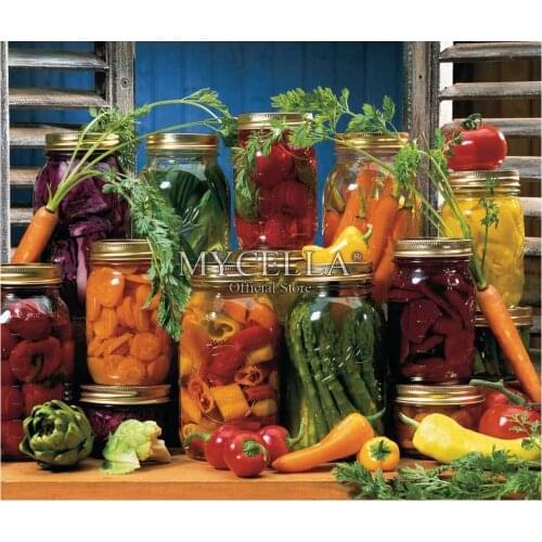 5D Diy Diamond Painting Cross Stitch Food Diamond Embroidery Canned Veggies Diamond Mosaic Full Rhinestone Home Decor Craft Kits