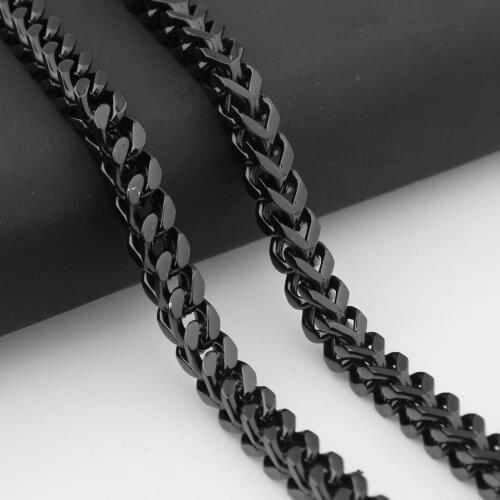 Granny Chic 6mm Black Box Chain Necklace For Men Stainless Steel Necklace Mens Necklace Wholesale Jewelry 24"