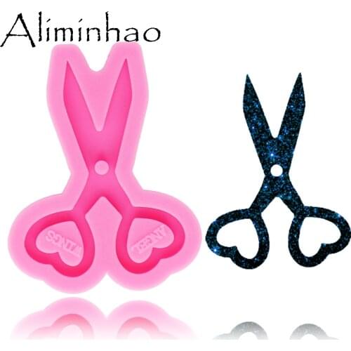 DY0263 Shiny Mini scissors shape mold Silicone Molds DIY epoxy mould keychains Mould