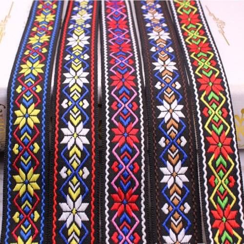 Ethnic Embroidered Jacquard Ribbons Trim DIY for Decoration Handcraft Apparel Sewing Headwear 25mm 1yard/lot