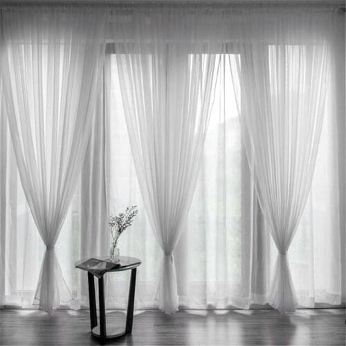 European Pure White Gauze Curtain Decoration Wedding Polyester Chiffon Curtain For Wedding Home Kitchen Window Decoration