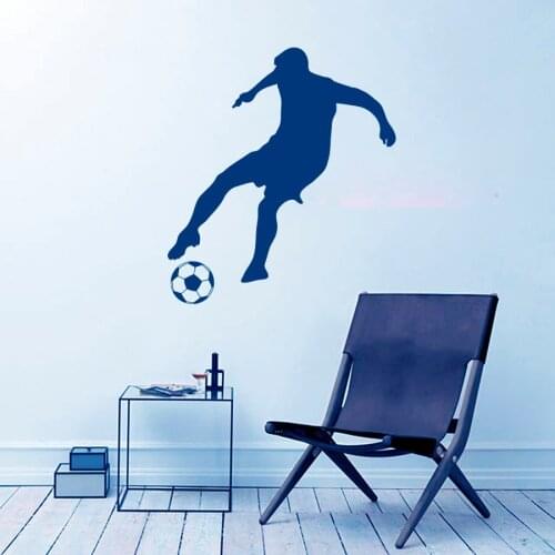 Vinyl Sticker Sport Game Training Football Footballer Ball Wall Decal Baby Boys Room Football Club Home Decor Mural M-90