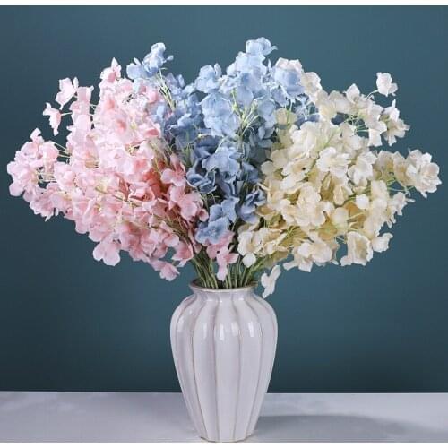 Artificial Flowers 2 Forks Bauhinia Campanula Flowers Wedding Hall Decoration Flowers Home Floral Simulation Plastic Beautiful