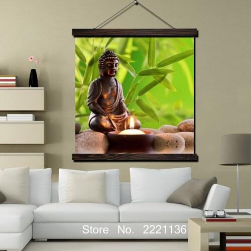 Massage Banboo Buddha HD Print Scroll Paintings Wall Art Printed Hanging Framed Canvas Painting Modern Home Decoration