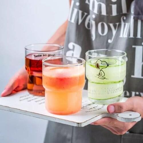 2Pcs Korean Cartoon Animal Glass Coffee Mug Transparent Glass Cup Home Milk Juice Cup Office Cafe Drinkware Drink Glass 400ml