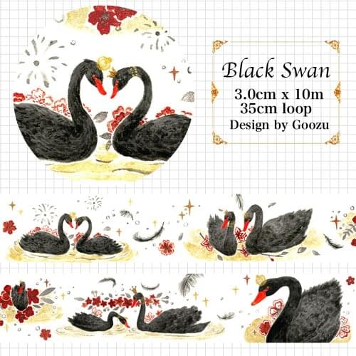 Beautiful Black Swan Washi Tape DIY Crafting Journaling Scrapbook Decorative Masking Tape Swans Stickers