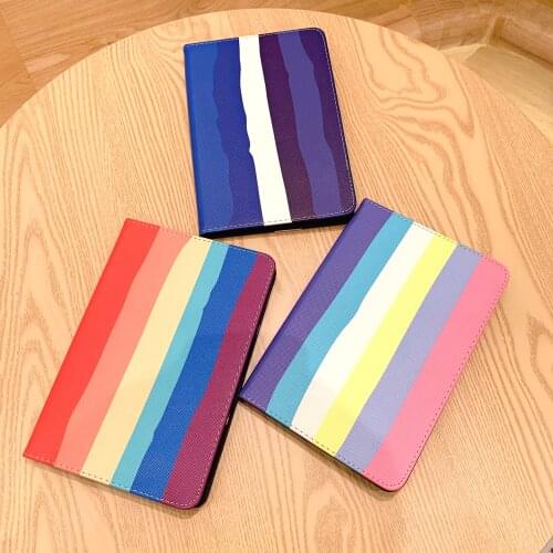 Colourful Lines Rainbow Tablet Protective Case For iPad Air 1 2 3 Mini 4 5 Pro 2017 2018 2020 12.9 Cover With Pencil Holder