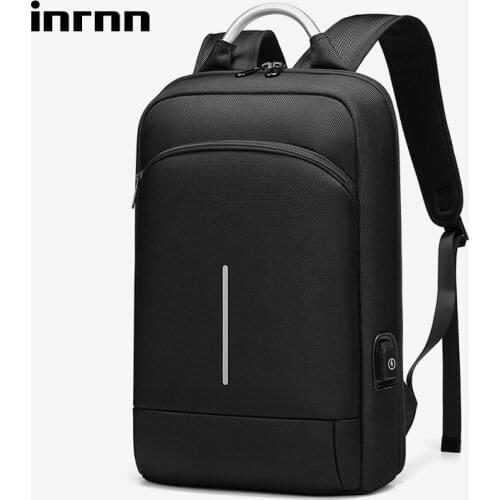 Inrnn Thin Business Backpack Men 15.6 inch Laptop Backpacks Office Work Mens Backpack Waterproof Male Back Pack USB Charging Bag