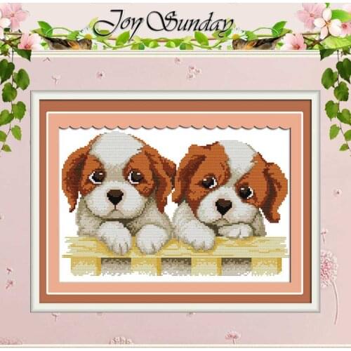 Two Puppies Patterns Counted Cross Stitch 11CT 14CT Cross Stitch Set Wholesale Cartoon Cross-stitch Kit Embroidery Needlework