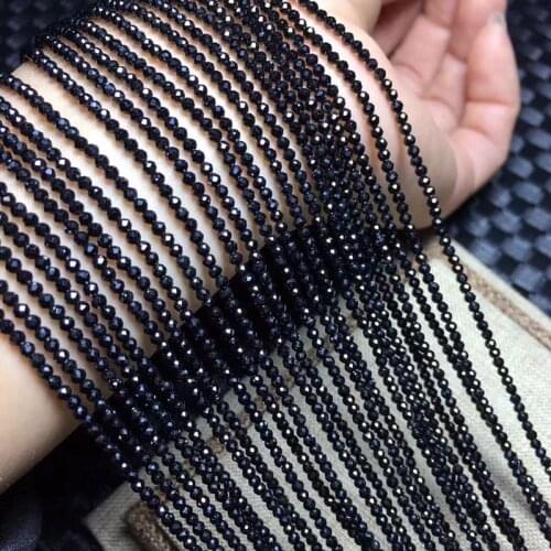 Natural Stone 5pcs/lot Black Spinels Rondelle Shape Faceted Beads 2-3mm 15"