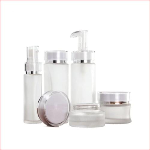 30/40/50/100/120ML clean frosted Empty glass bottle/jar lotion/mist spay pump Cosmetic Packing Refillable Bottles