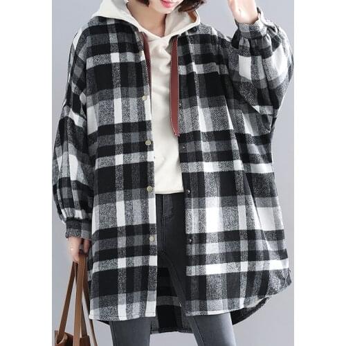 QPFJQD Women's Plaid Coats