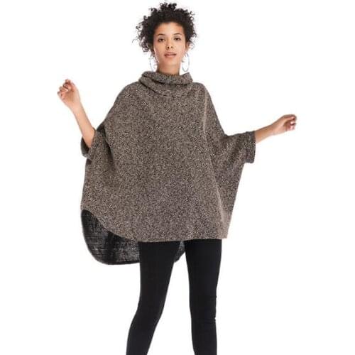 Autumn & Winter New Cloak Sweaters For Women Batwing Sleeve Irregular Turtleneck Streetwear Hot Woman Clothes Outwear Sweater