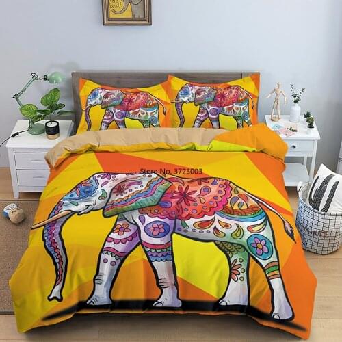 Vintage Tribe Psychedelic Bohemian Elephant Pattern Quilt Cover Pillowcase Single Double King Queen Size 2/3 Piece Bedding Set