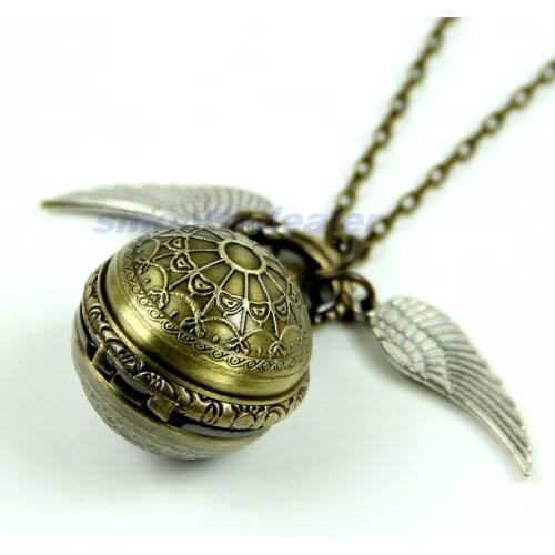 Vintage Retro Bronze Tone Pendant Necklace Chain Quartz Steampunk Pocket Watch
