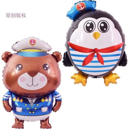 1PCS New Cartoon Bear Captain Penguin Sailing Aluminum Balloon Festival Party Decorations Baby Shower Happy Birthday Party Decor