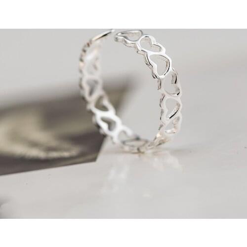 925 Sterling Silver Heart Open Rings For Women Hypoallergenic Fashion Girl Sterling-silver-jewelry