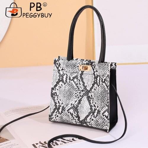Women Snake Pattern Bags Shoulder Crossbody Vintage Ladies PU Top-handle Handbag Summer Shoulder Bag for Women Wallet