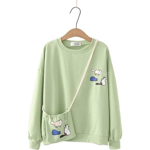 2021 Spring Women Sweatshirts Mori Girl Style School Uniform Sweet And Childlike Print Cotton Female Pullover 2112861