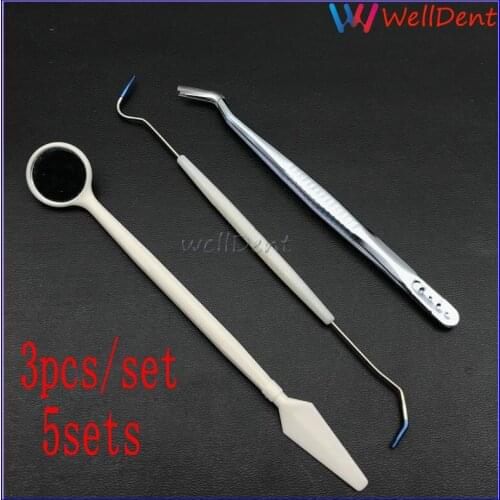Dental Tooth Hook & Tweezers & Mirror Teeth Whitening Cleaning Tools Kit Dental Instrument Dental Material Instrument 3pcs/set
