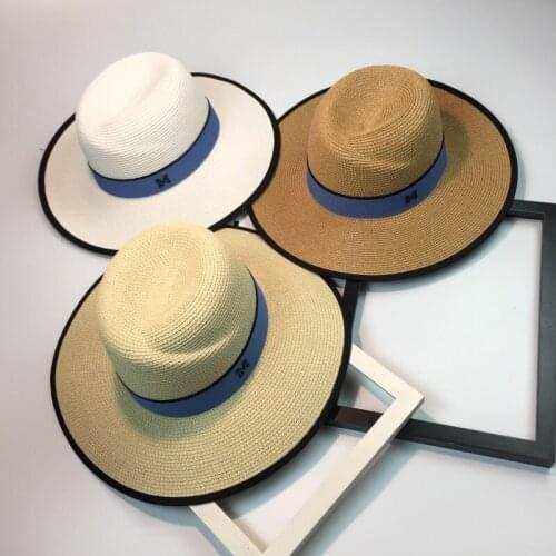 01909-chui Panamas elegant style Letters M straw beach cap fedoras jazz hat
