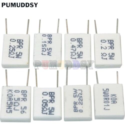 10PCS Non-inductive Ceramic Cement Resistor 5W 0.001 0.1 0.15 0.22 0.25 0.33 0.5 ohm 0.1R 0.15R 0.22R 0.25R 0.33R 0.5 R BPR56