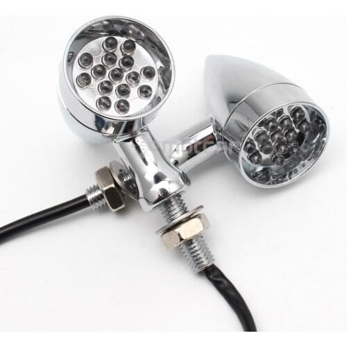 15LED Motorcycle Chrome Metal Turn Signal Light Amber Light Blinker for Harley Honda Yamaha Suzuki Kawasaki Cafe Racer Sportster