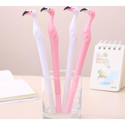 24pcs/set Creative Cute Kawaii Flamingo Gel Pens Funny Stationery Pretty Cool Ballpoint Rollerball School Stuff Thing Girl Gift