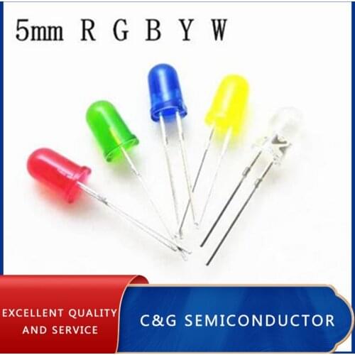 5type*20pcs=100pcs 5MM LED Red white green blue yellow LED Package,light emitting diode package