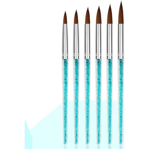 6PCS/Set Nail Brush Set Painting Manicure Gel Brush For Nail Art Tools Drawing DIY Design Brushes Kit Blue Handle Multi Shapes