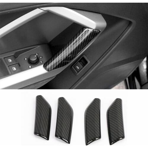 ABS Car Door Handle Frame Decoration Cover Trim 4Pcs For Audi Q3 2019 Carbon Fiber Color Car Styling Interior Accessories