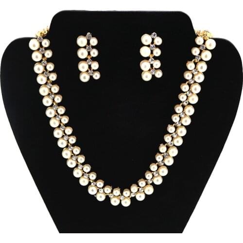 Bohemia Imitation Pearls Acrylic Chokers Necklaces&Earrings Women Elegant Wedding Necklace Set Fashion Jewelry