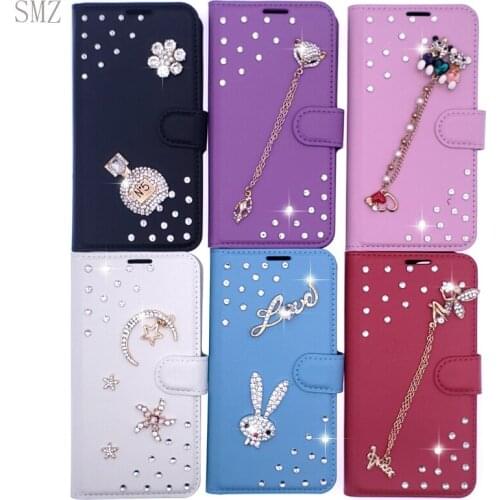 For Girls Bling Crystal Diamond Rabbit Angel Handmade Case For Samsung Galaxy A22 5G A 32 4G PU Leather Flip Wallet Cover Coques
