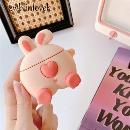 3D Cute Pink Love Rabbit Butt Case For Airpods 1 2 Pro 3 Charging Box Soft Silicone Wireless Bluetooth Headset Protect Cover