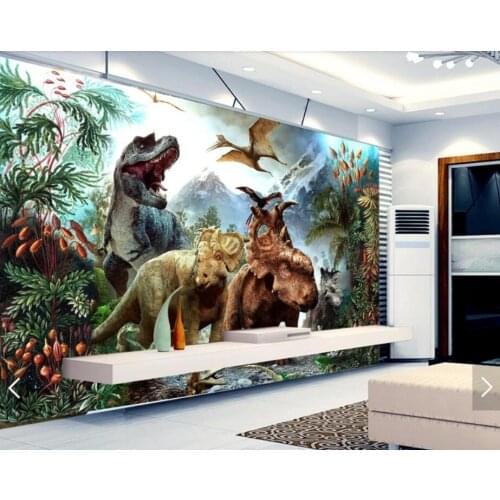 Dinosaur Kids Bedroom Wallpaper Mural Hand Painted Papiers Peint 3d Custom Photo Murals Wallpapers for Living Room Nursery Room