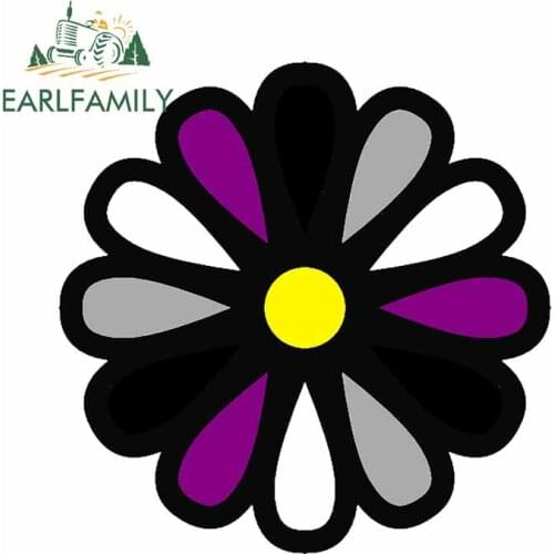 EARLFAMILY 13cm x 12.6cm for Asexual Pride Daisy VAN Car Sticker Windows Anime Decal Air Conditioner Waterproof Car Assessoires