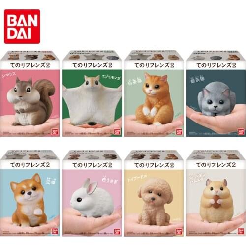 Bandai Genuine Gashapon Cute Animals on The Palm 2 Shiba Inu Rabbit Squirrel Poodle Cricetinae Anime Action Figures Gacha Toys