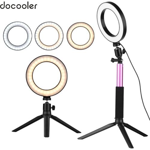 Photography 6 Inch Mini LED Ring Light Lamp 3 Lighting Modes Mini Desktop Tripod Ballhead for Selfie for Selfie Makeup Youtube