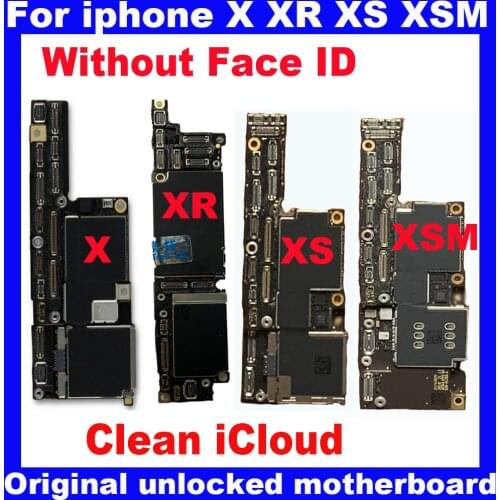 Good working Original mainboard without Face ID For iphone X XR XS XSMax Factory Unlocked motherboard+IOS System logic board