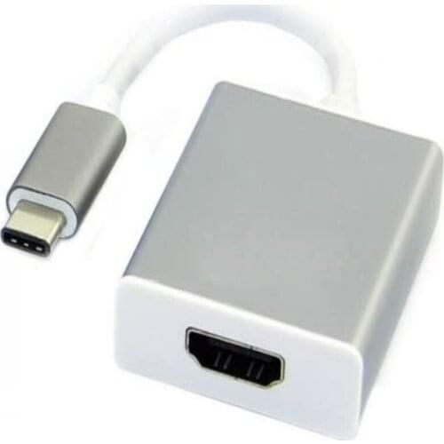 USB 3.1 Type C to HDMI 1080p HDTV Adapter Cable with Silver Aluminium Case