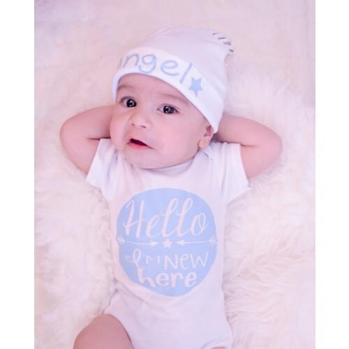Summer New Style Baby Girls Boys Rompers Short Sleeve Newborn Baby Clothes Print Hello I'm New Here Jumpsuit