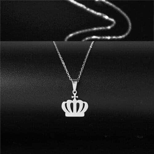 Stainless Steel Minimalist Jewelry Crown Pendant Necklace High Quality Wholesale