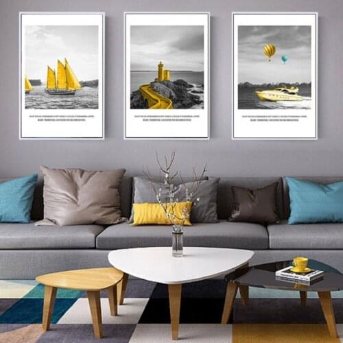 Fashion Trendy Canvas Posters Canvas Paintings Nordic Sailboat Sea Landscape Living Room Wall Art Picture Home Decoration