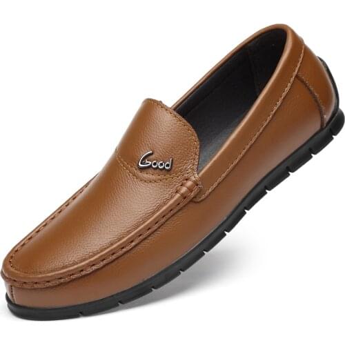 Genuine Leather Loafer Shoes Men Genuine Leather Lightweight Slip-on Man Casual Shoes Handmade Leisure Soft Men Shoes Big Size47