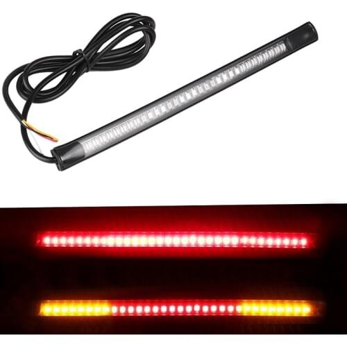 Motorcycle Waterproof Light Bar Strip Tail Brake Stop Turn Signal License Plate Light Integrated 3528 SMD 48 LED Red Amber Color