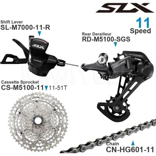 Shimano 11v Groupset with SLX M7000 Shifter and DEORE M5100 Rear Derailleur Cassette Sprocket 11-speed HG601 Chain for MTB bike